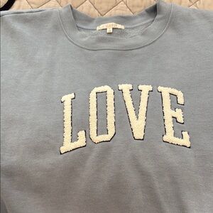 Blue Crewneck Sweatshirt with LOVE Appliqué